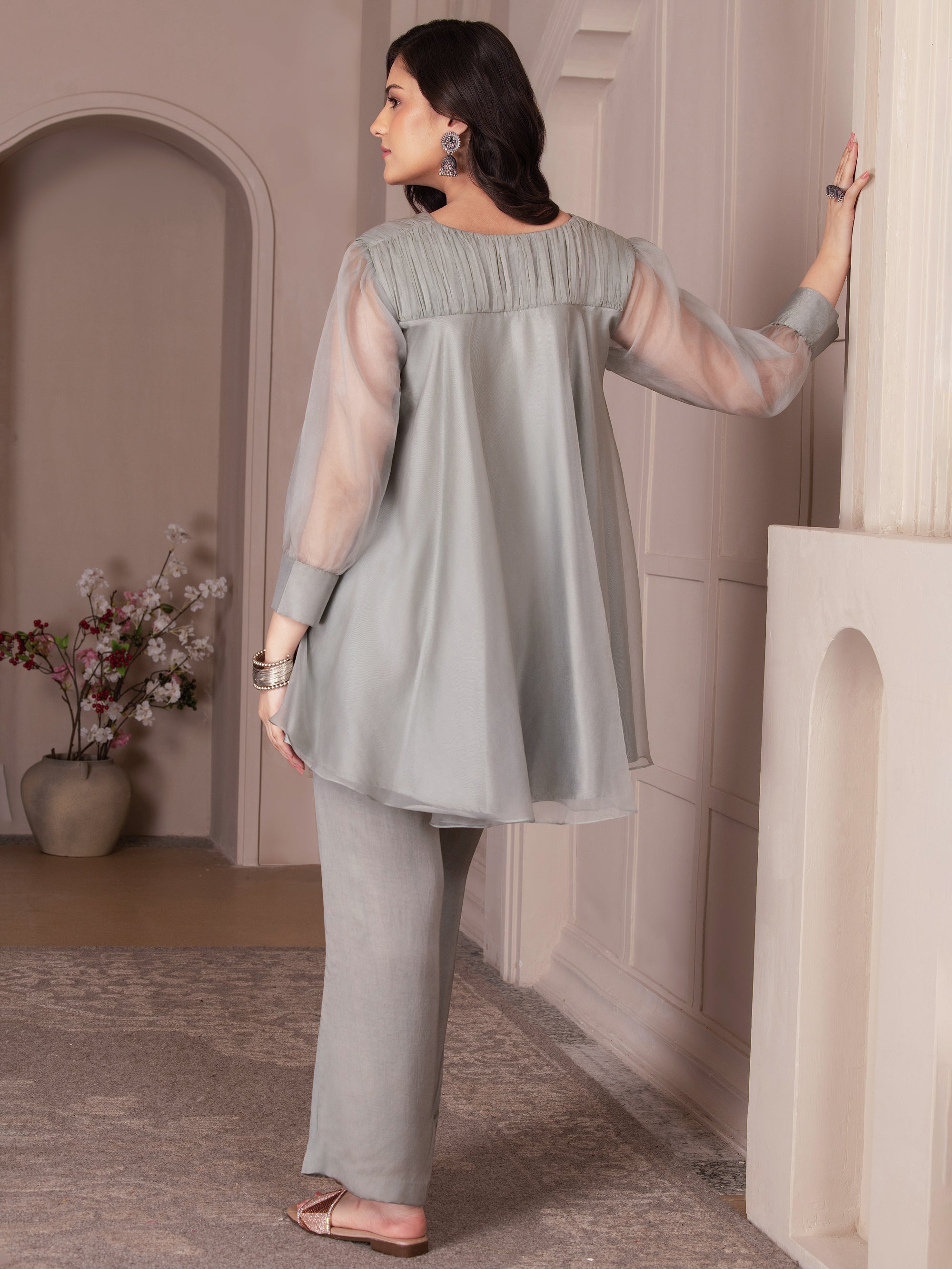 Baize Green Organza Co-ord Set