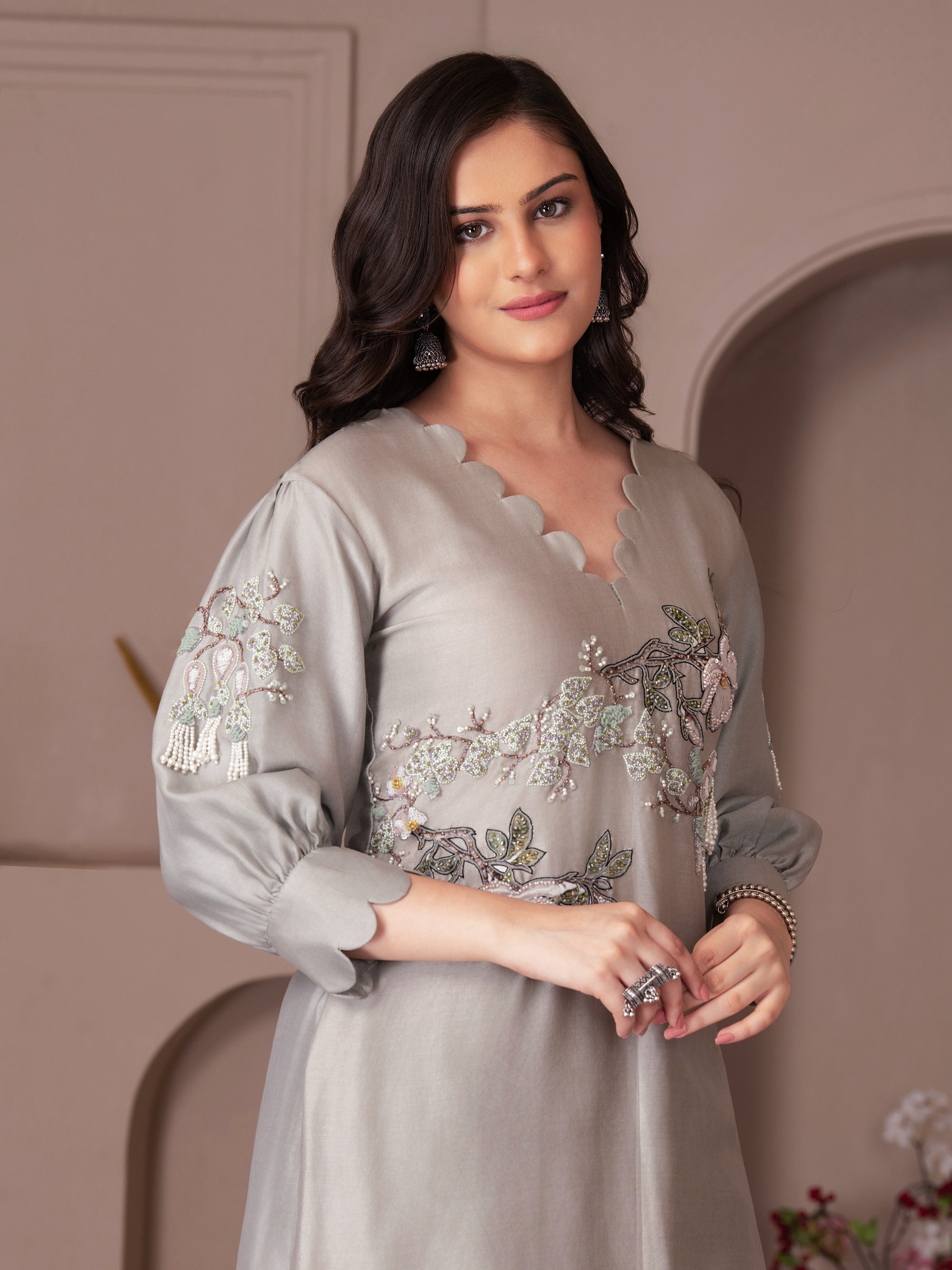 Baize Green Chanderi Silk Kurta Set