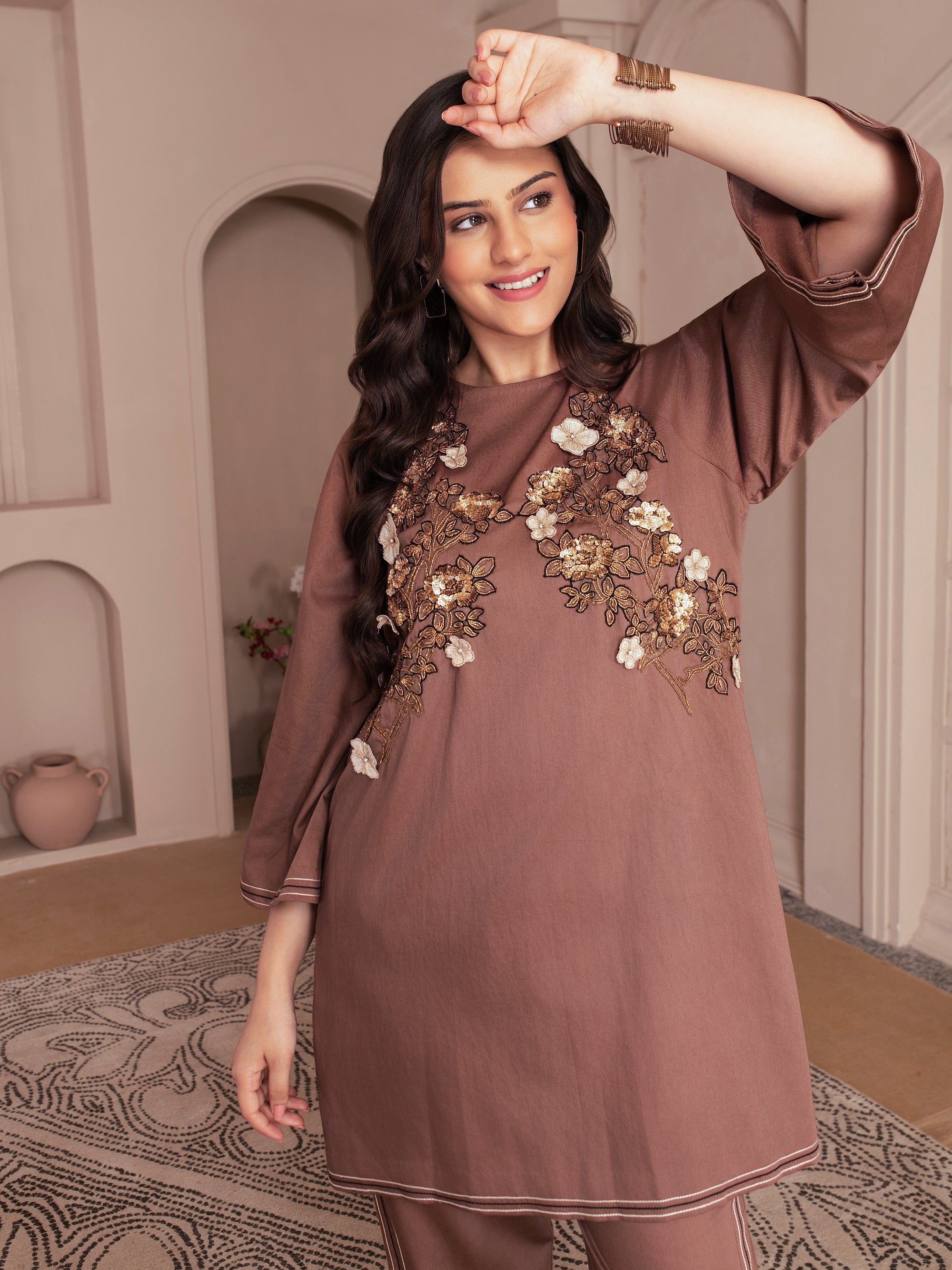 Chocolate Brown Cotton Twill Co-ord Set