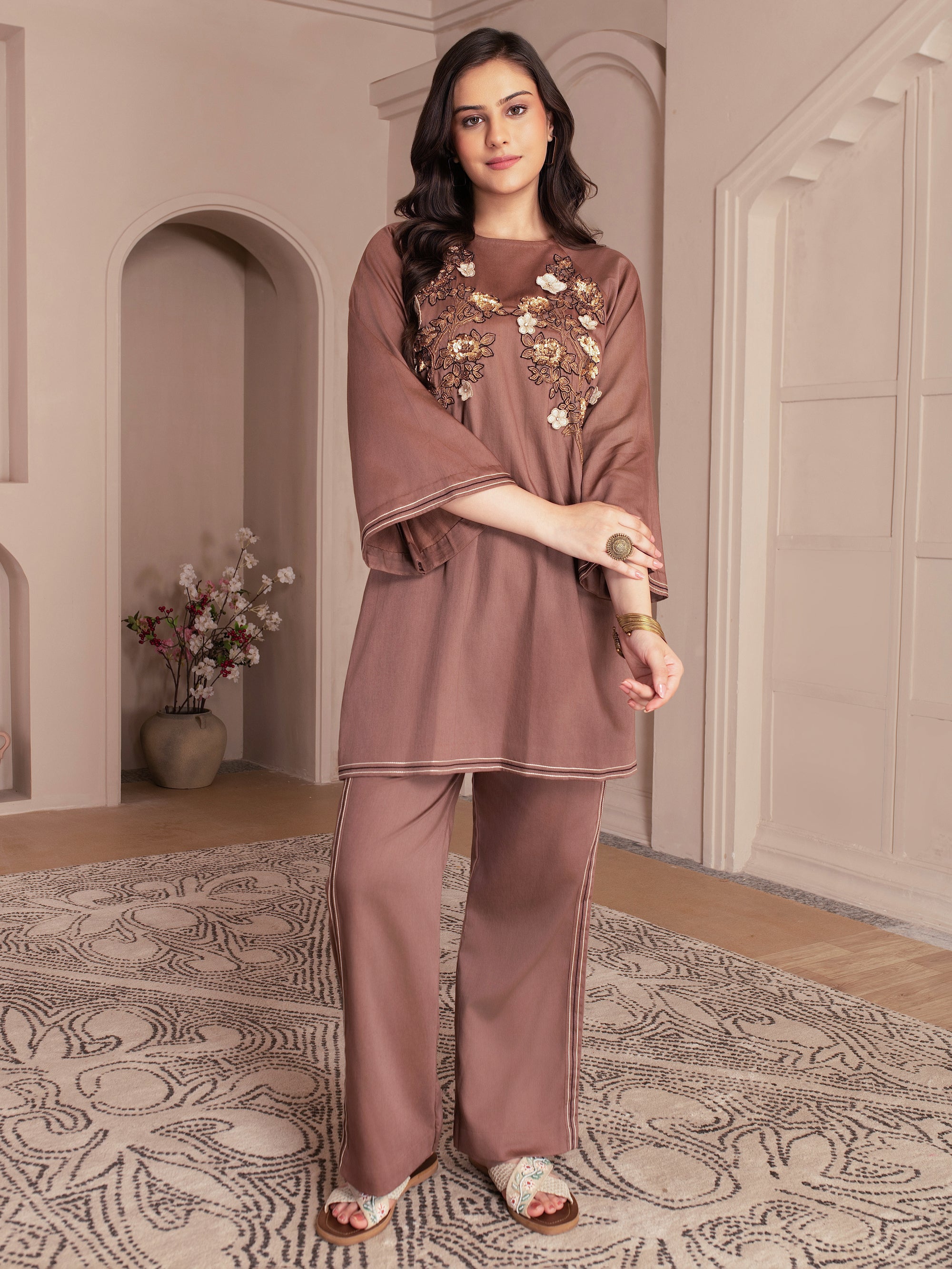 Chocolate Brown Cotton Twill Co-ord Set