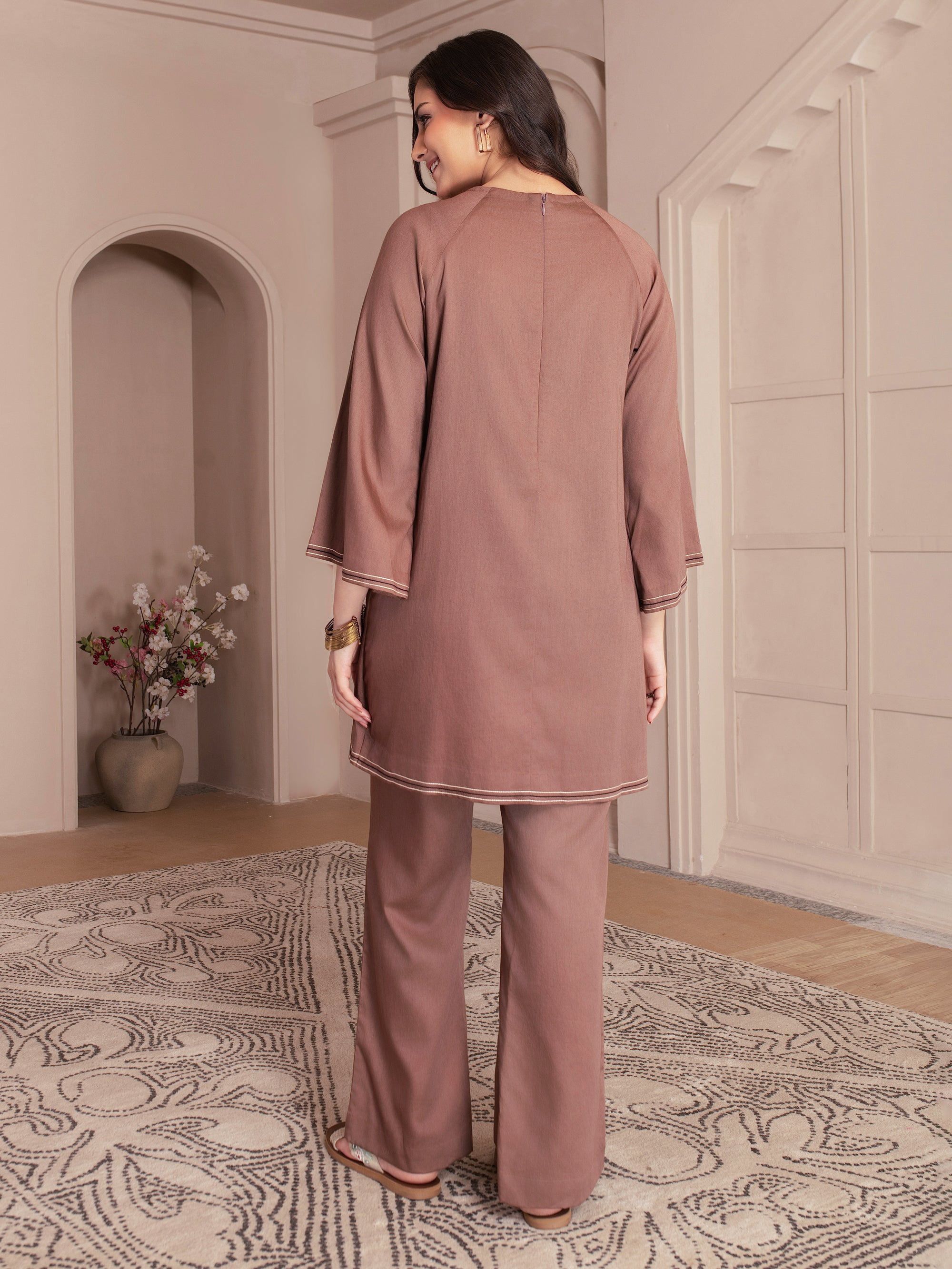 Chocolate Brown Cotton Twill Co-ord Set