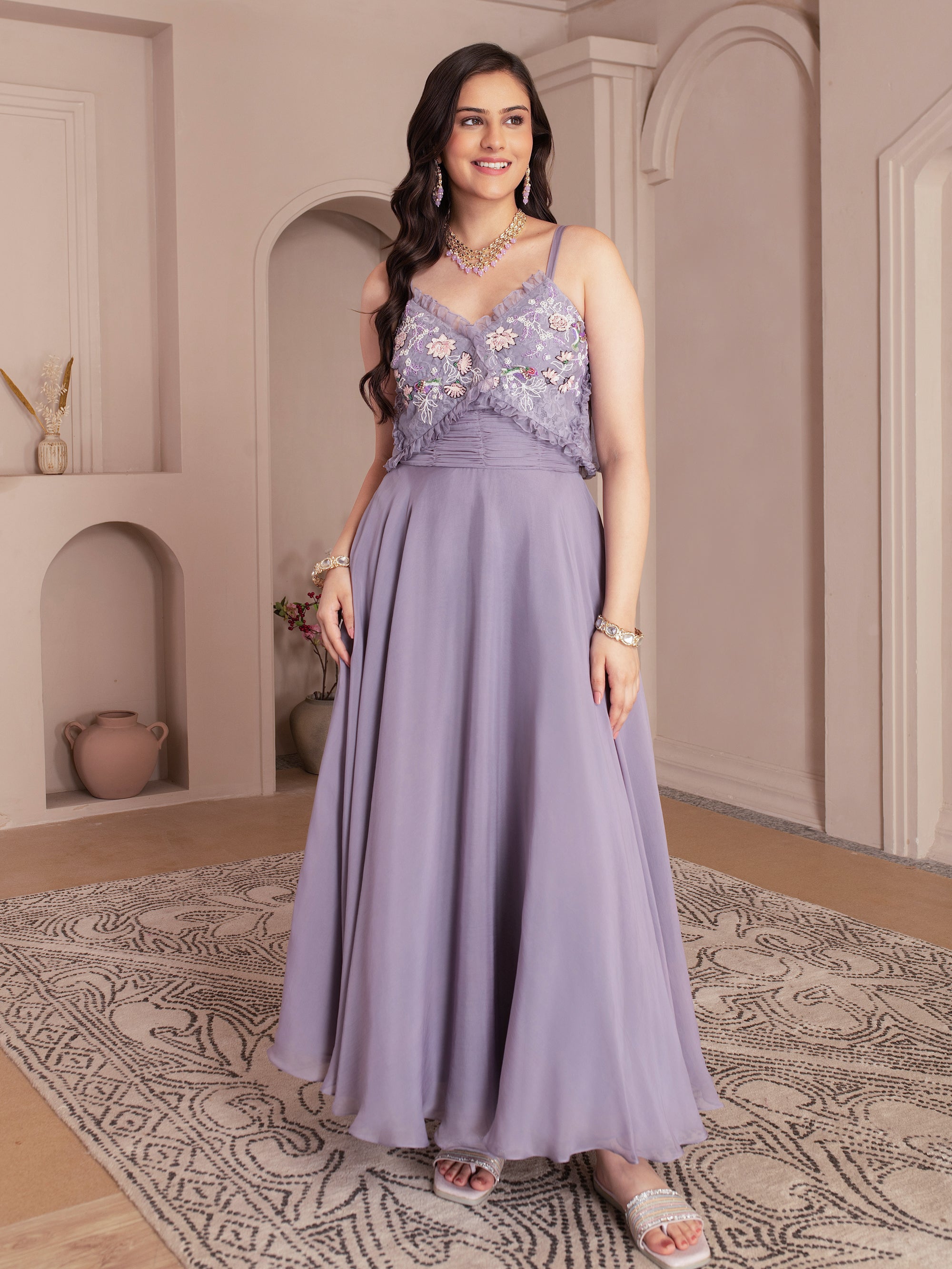 Lavender Organza Maxi Dress