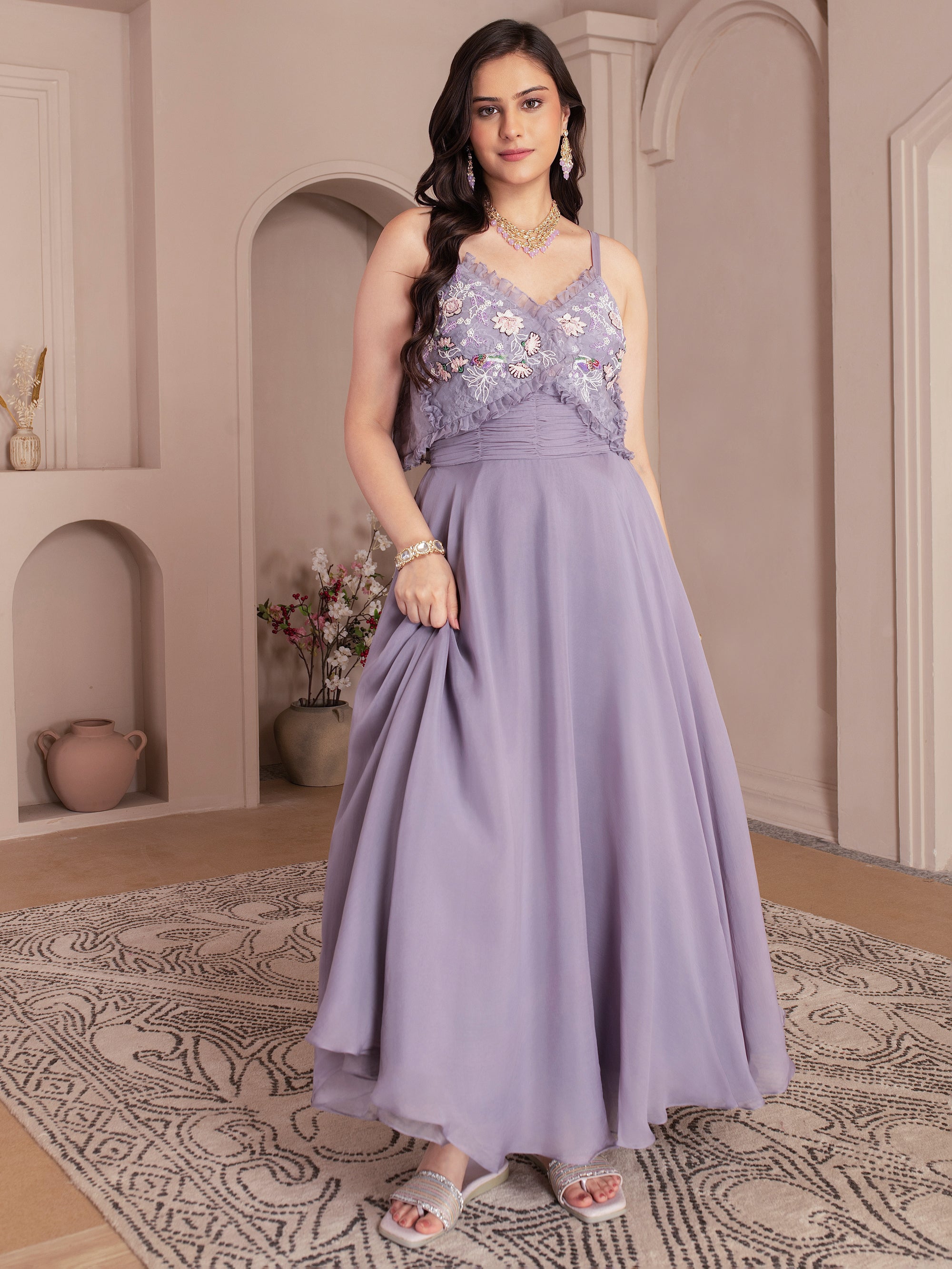 Lavender Organza Maxi Dress