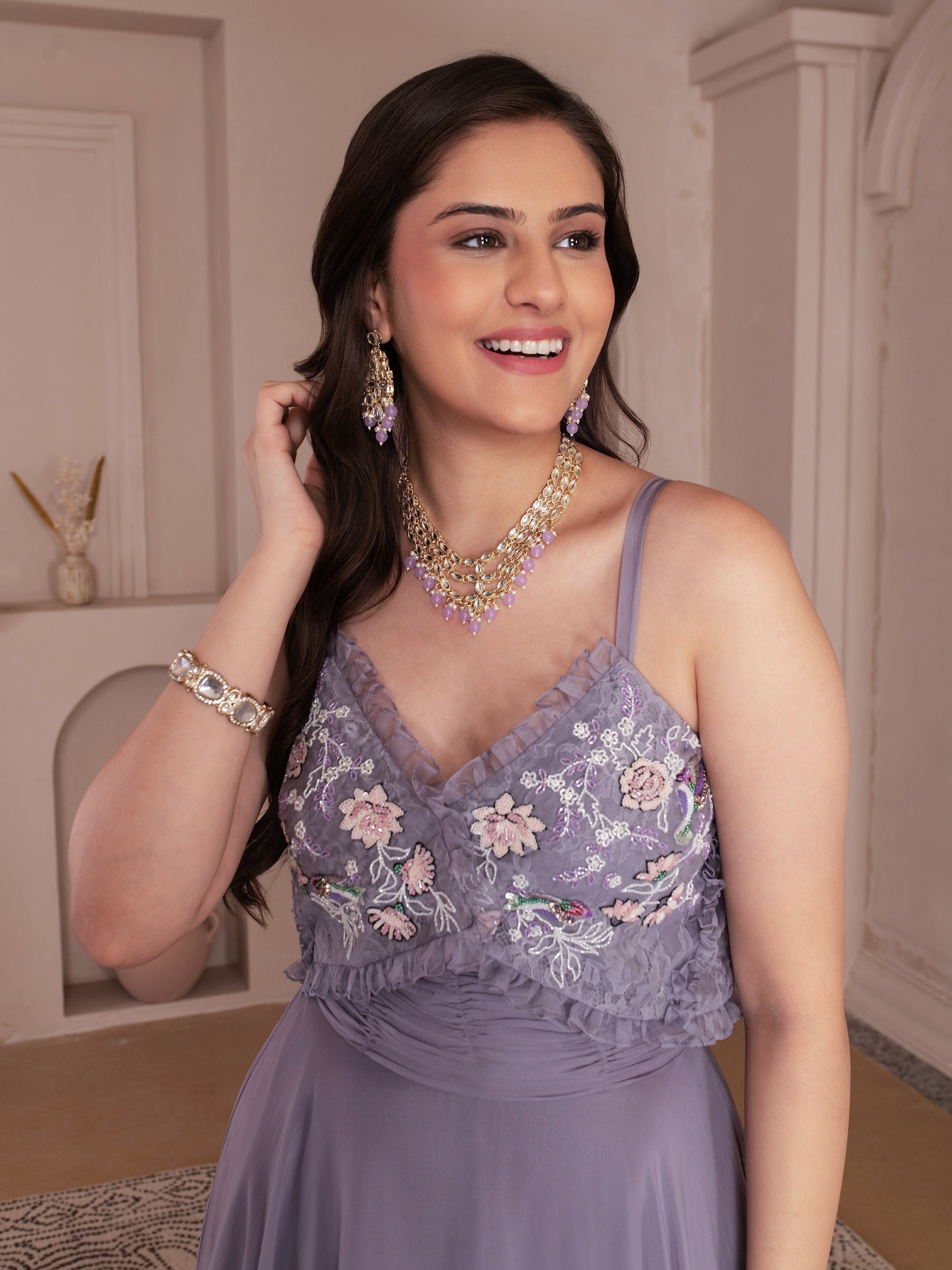 Lavender Organza Maxi Dress