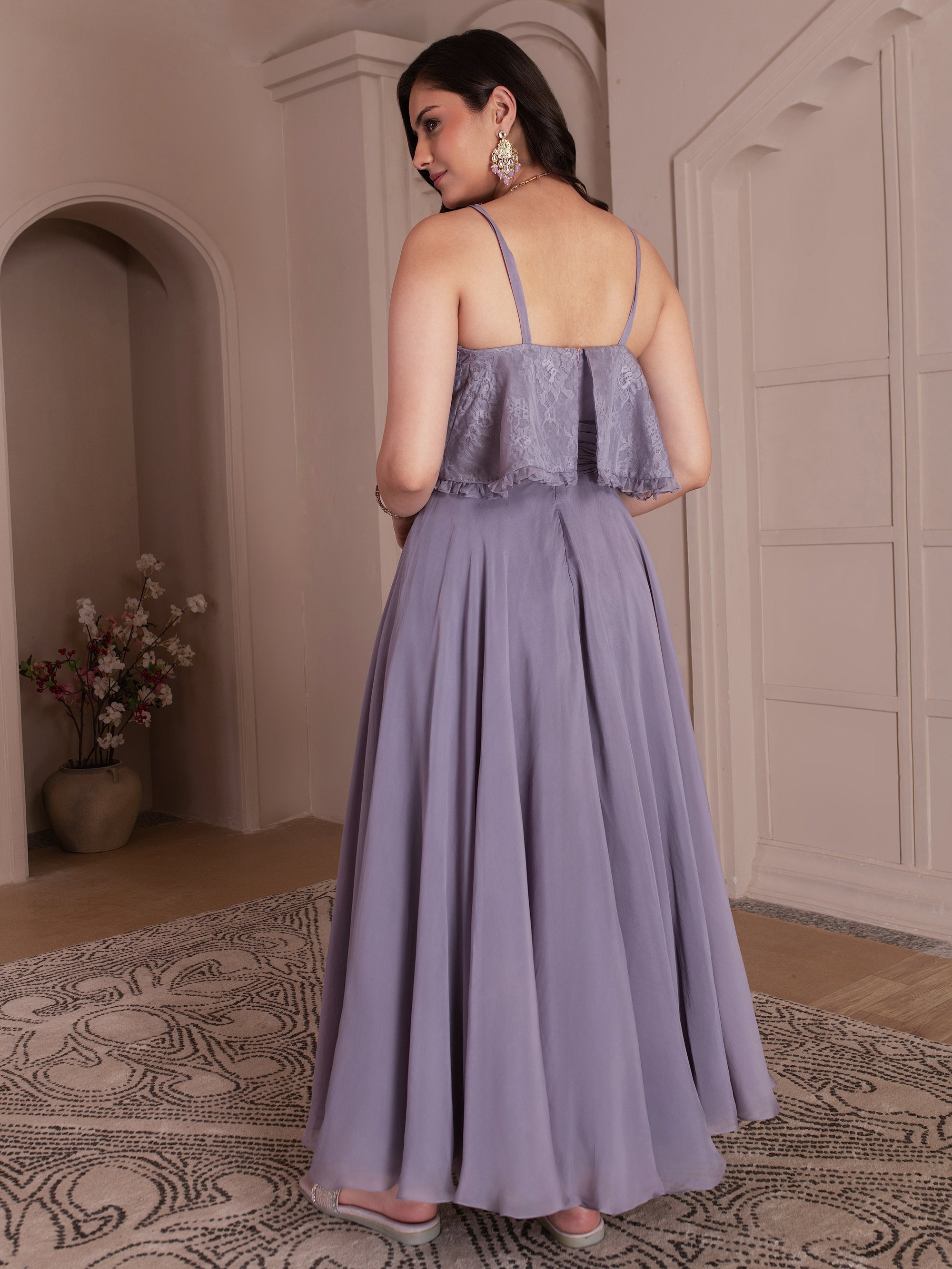 Lavender Organza Maxi Dress