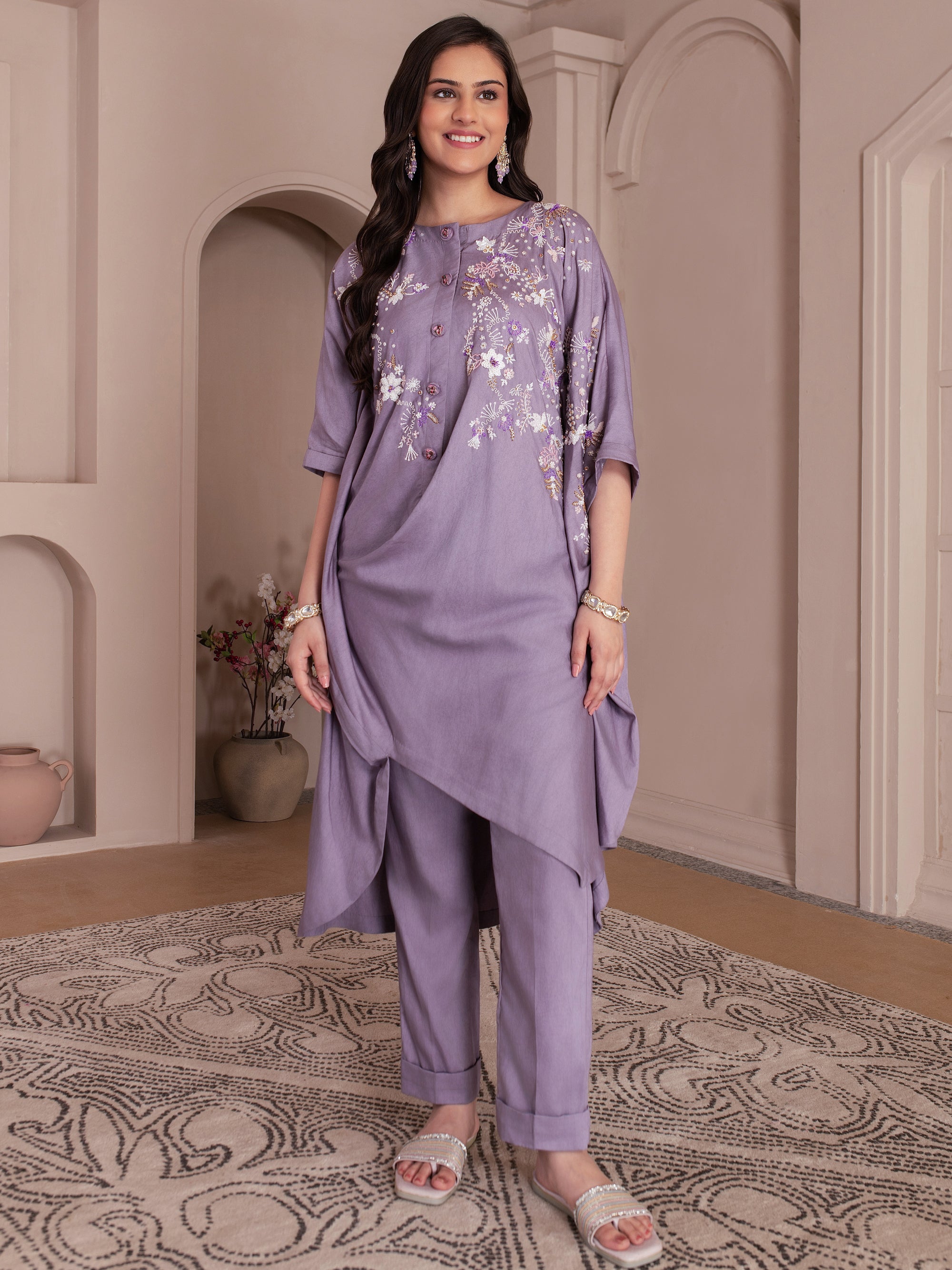 Lavender Cotton Twill Kurta Set