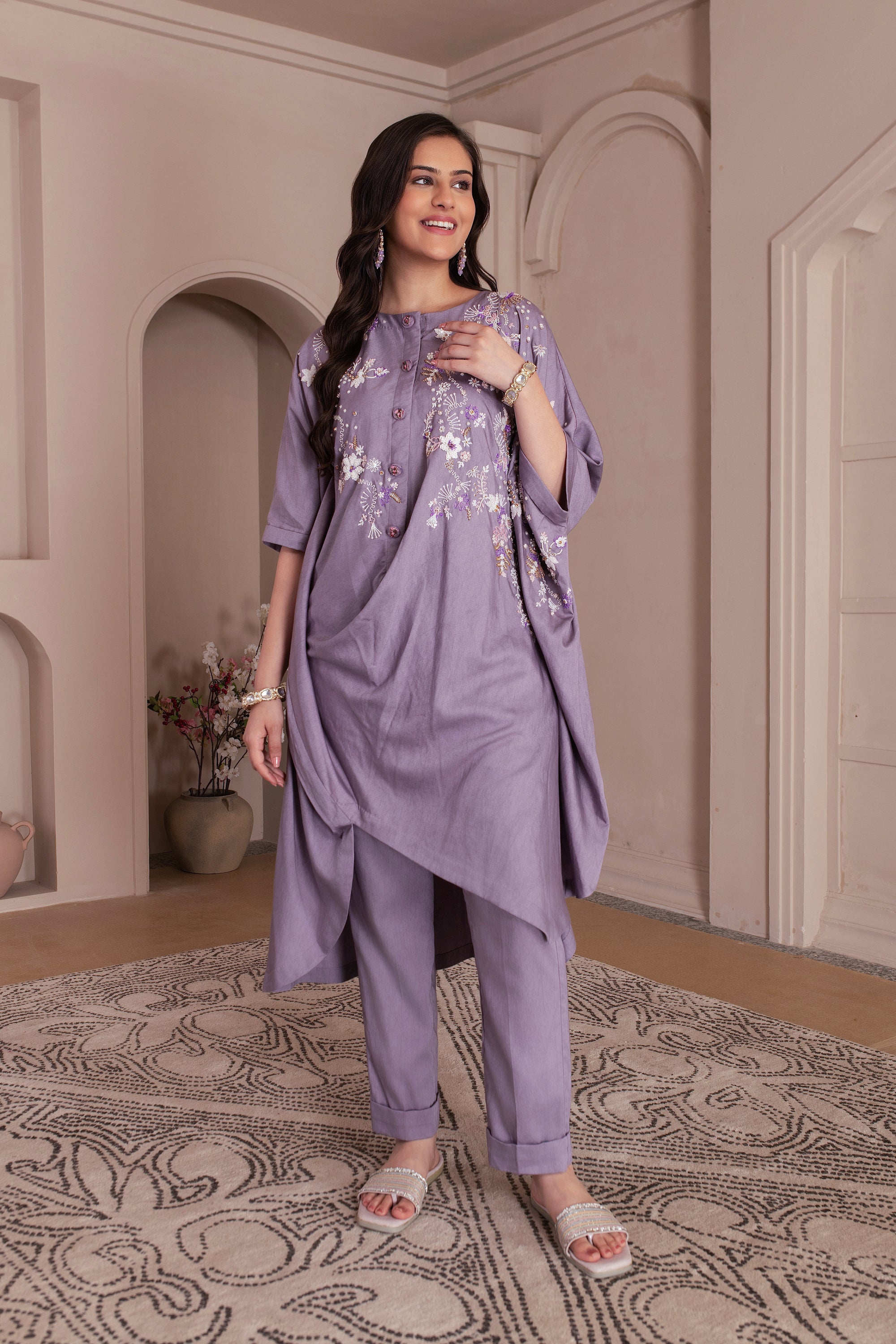 Lavender Cotton Twill Kurta Set