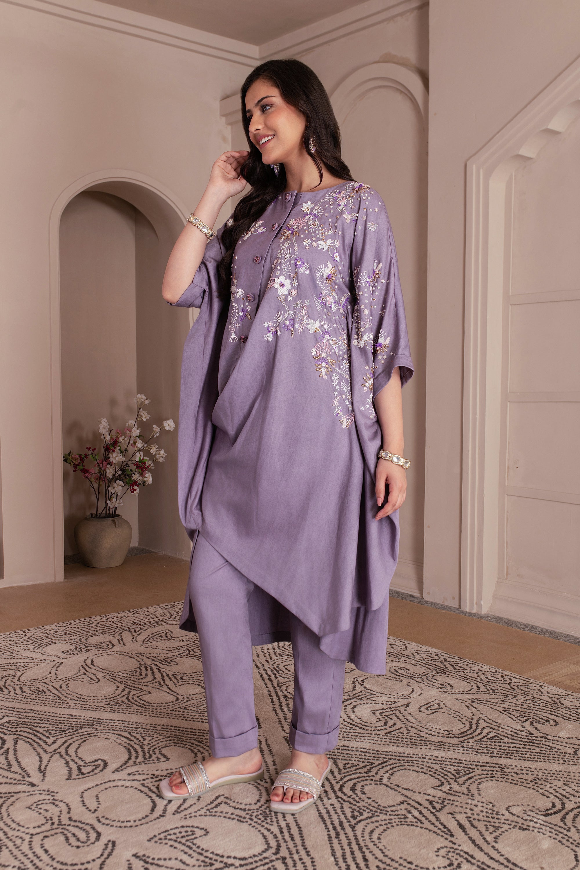 Lavender Cotton Twill Kurta Set