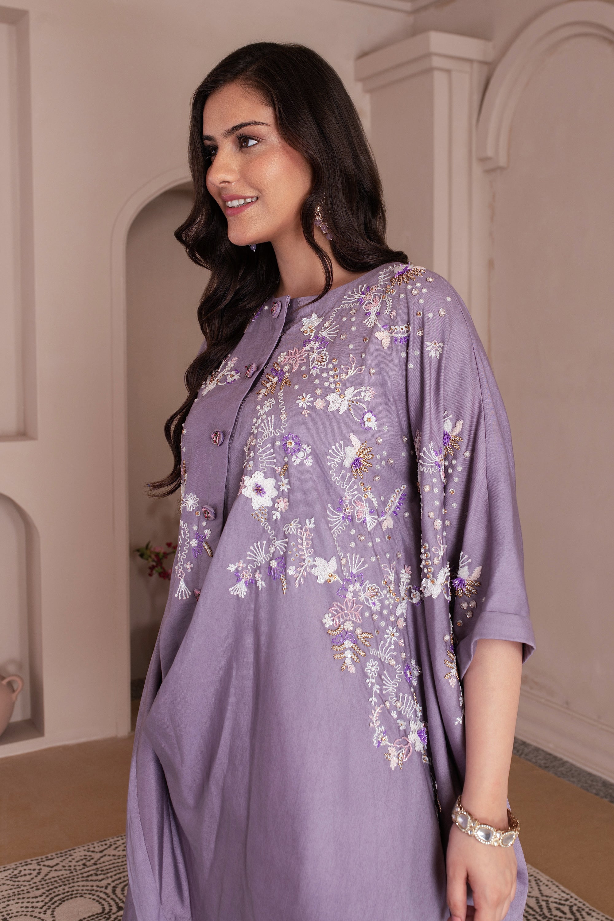 Lavender Cotton Twill Kurta Set