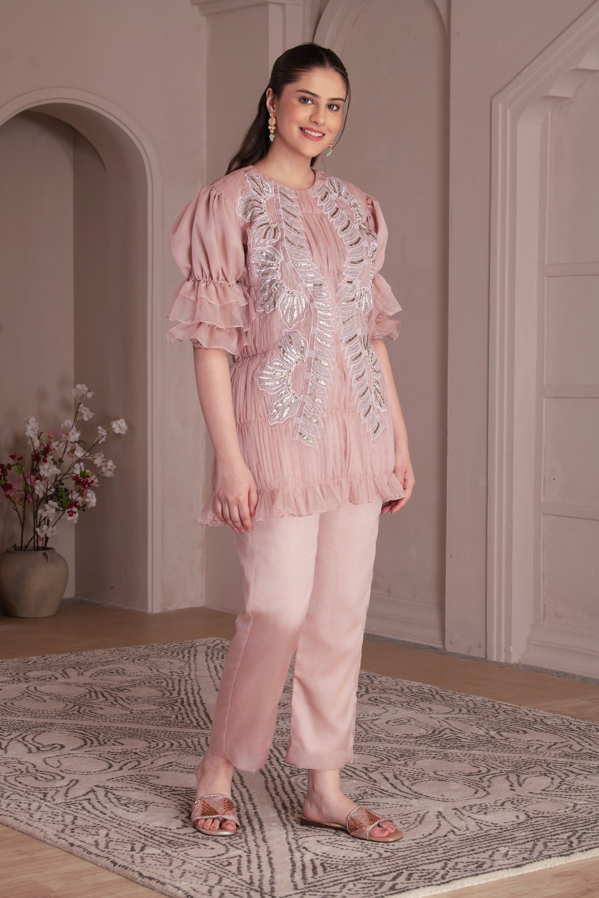 Dusty Rose Organza Co-ord Set