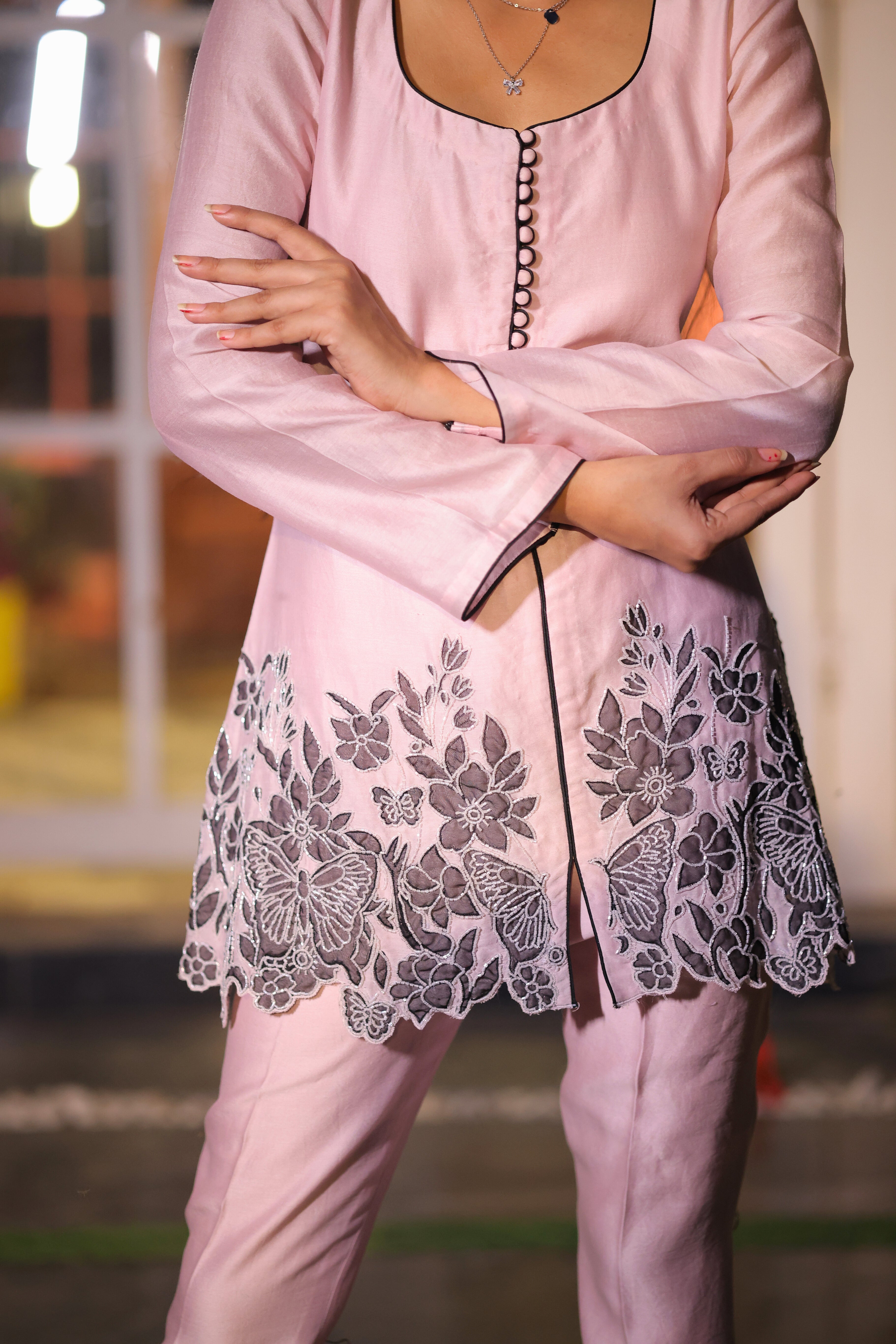 Peony Pink Chanderi Silk Co-ord set