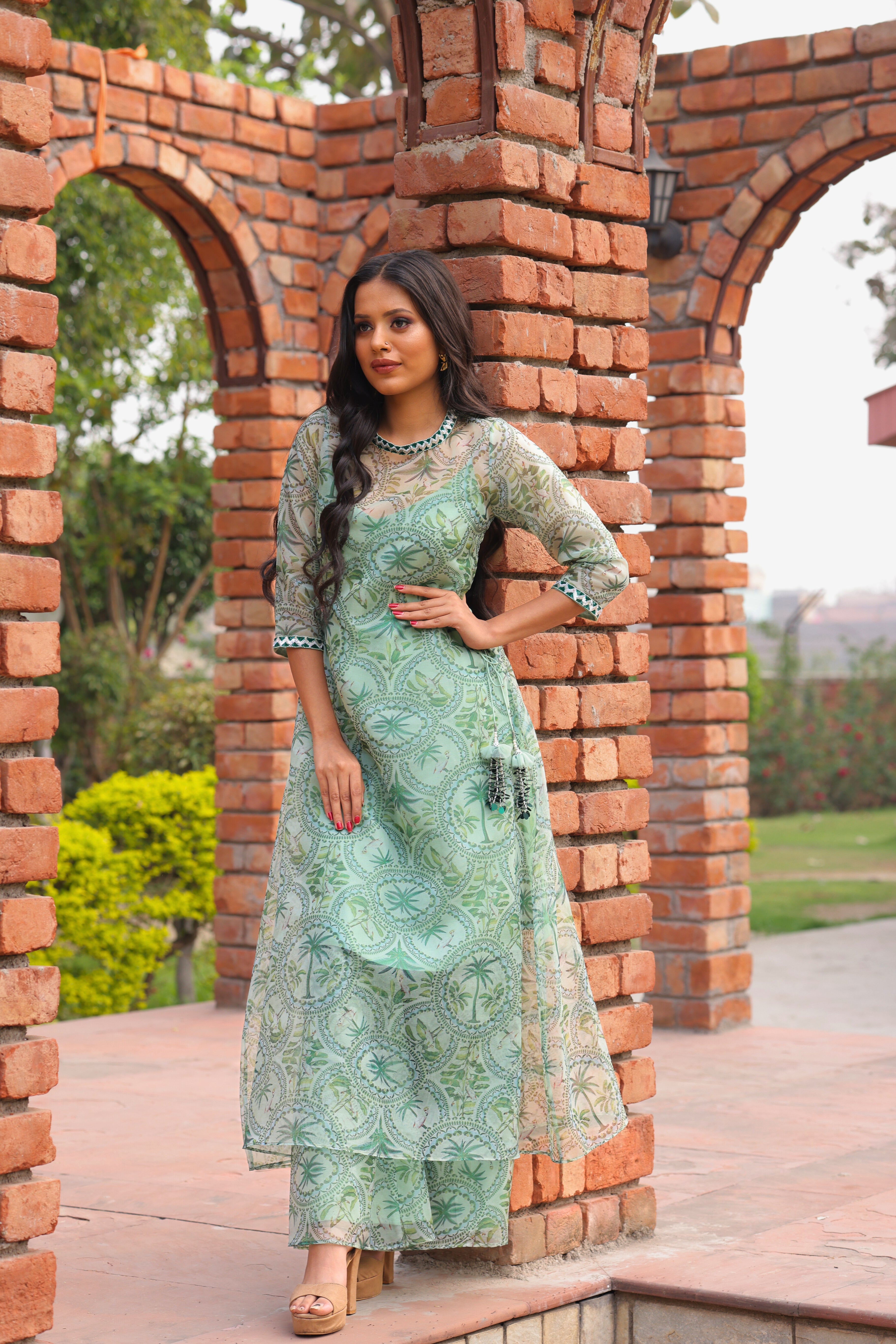 Jade Green Tropical Print Co-ord set