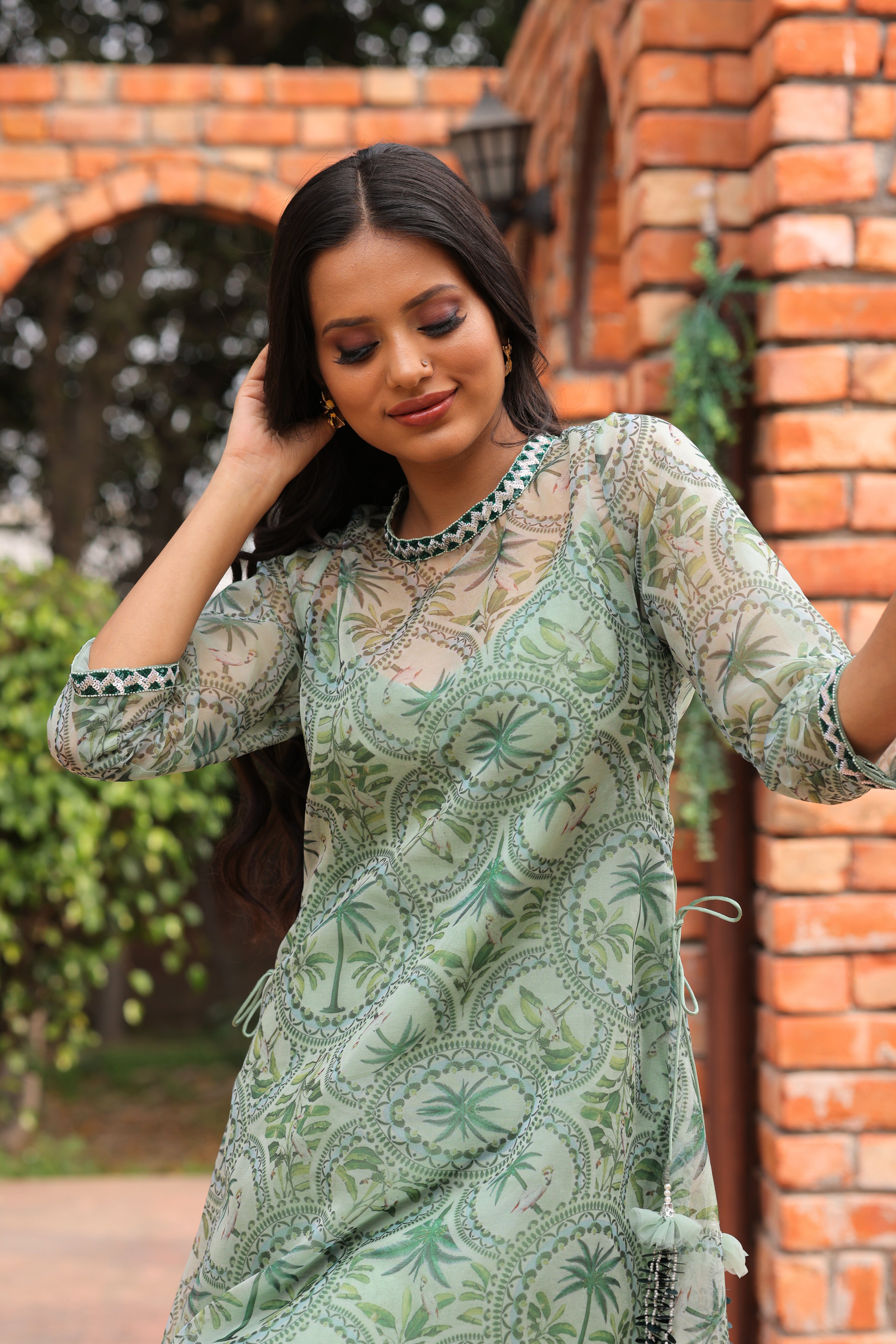 Jade Green Tropical Print Co-ord set