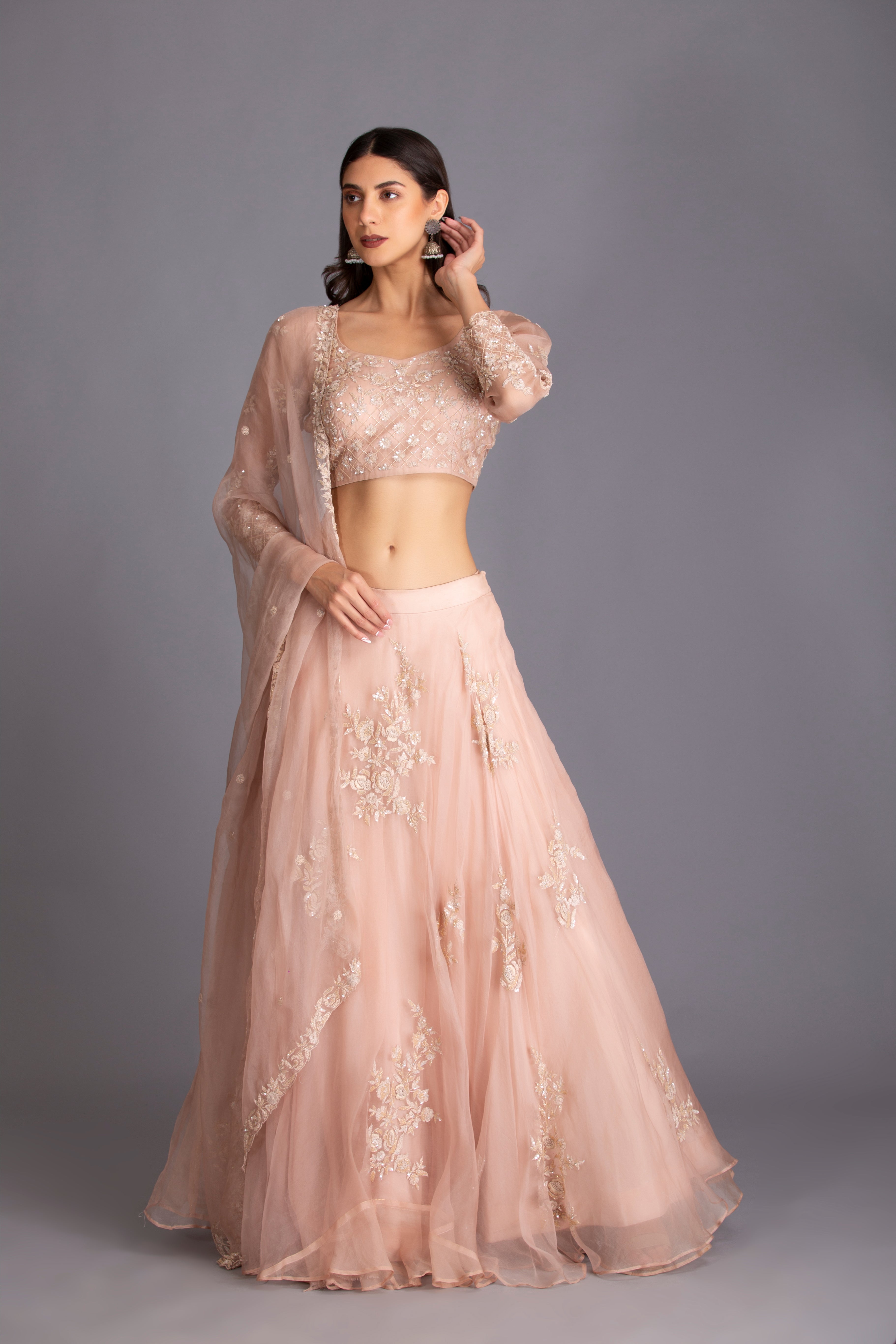 Rose Pink Sequins Embroidered Lehenga Set