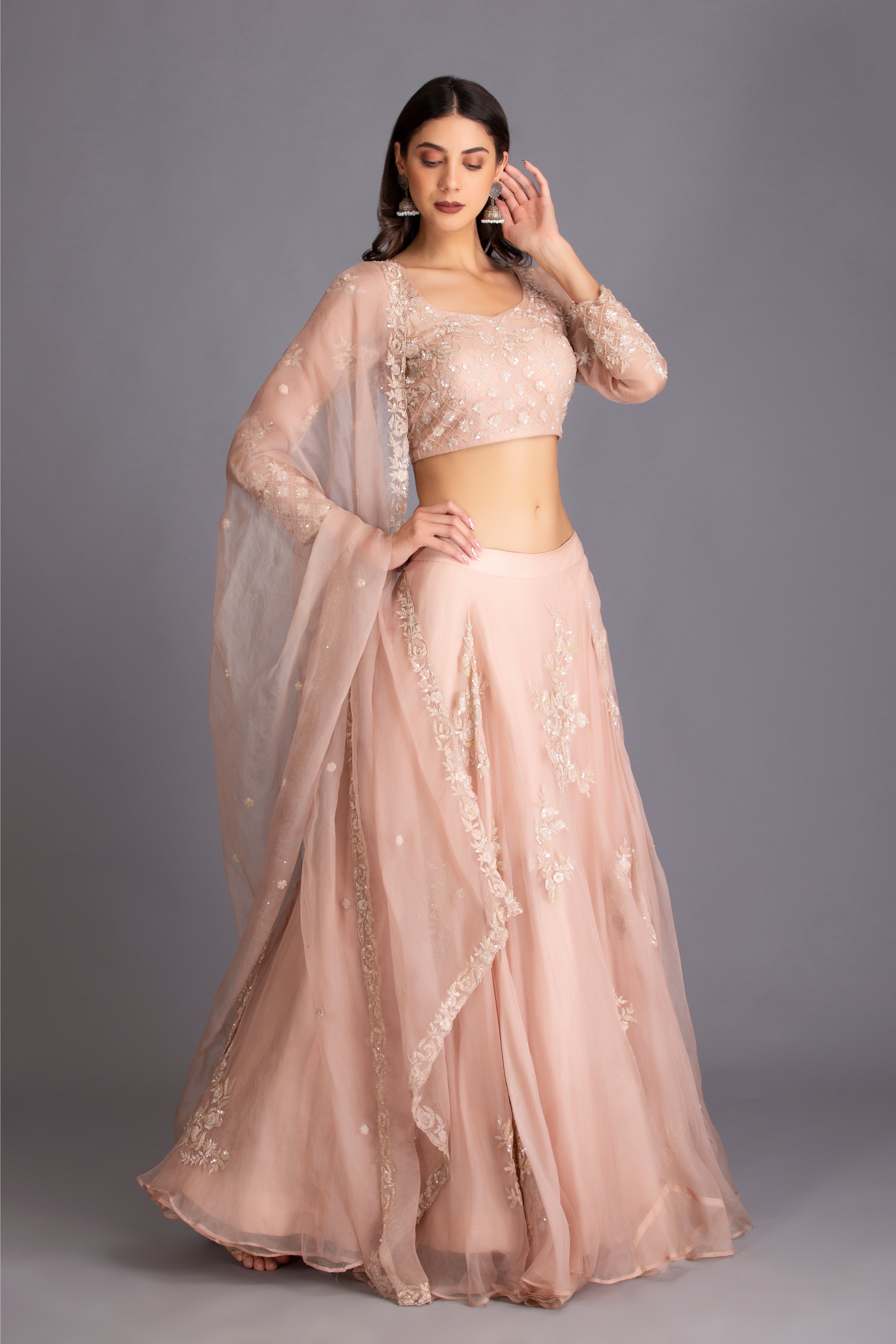 Rose Pink Sequins Embroidered Lehenga Set